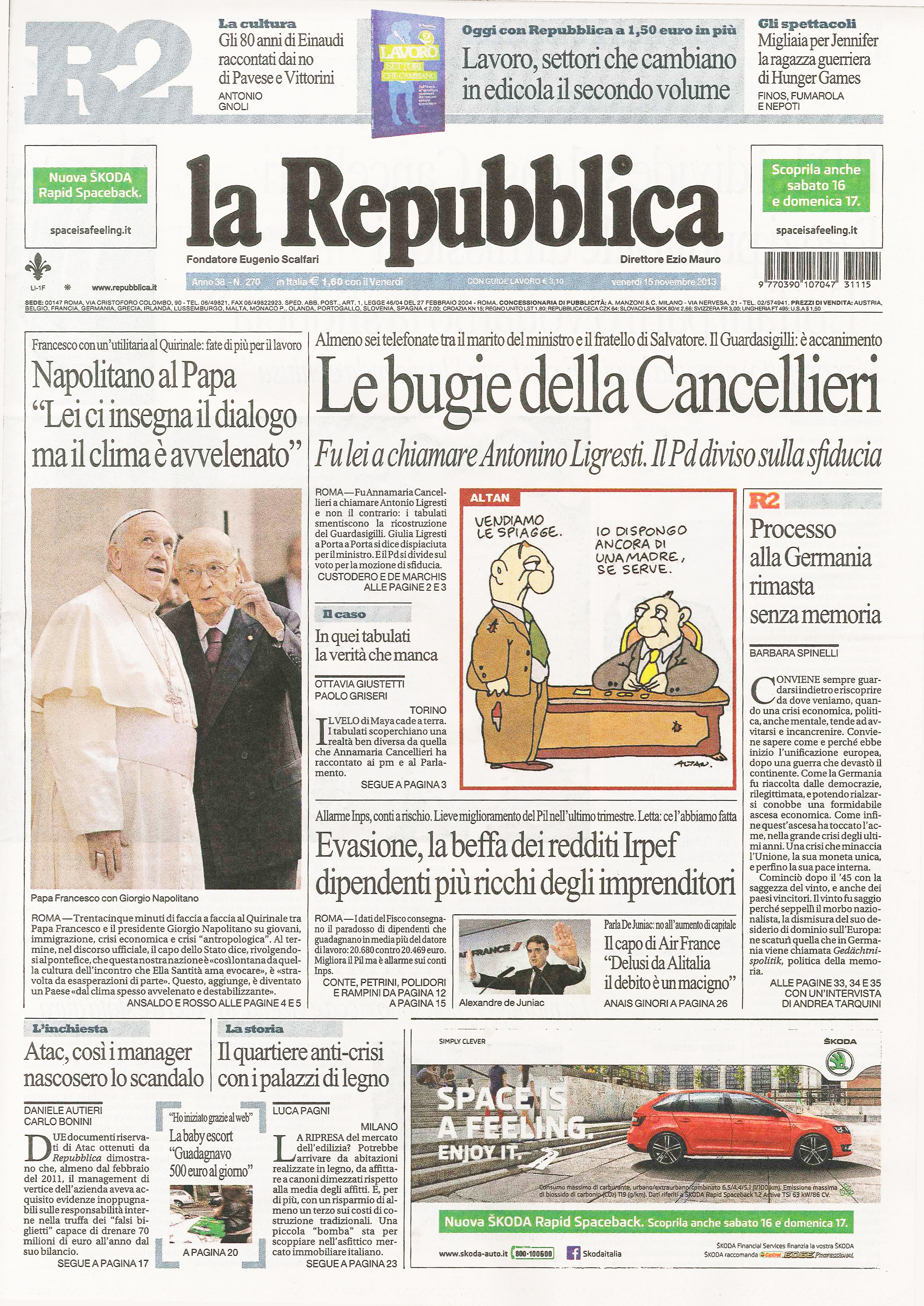 La Repubblica_151113_primapagina